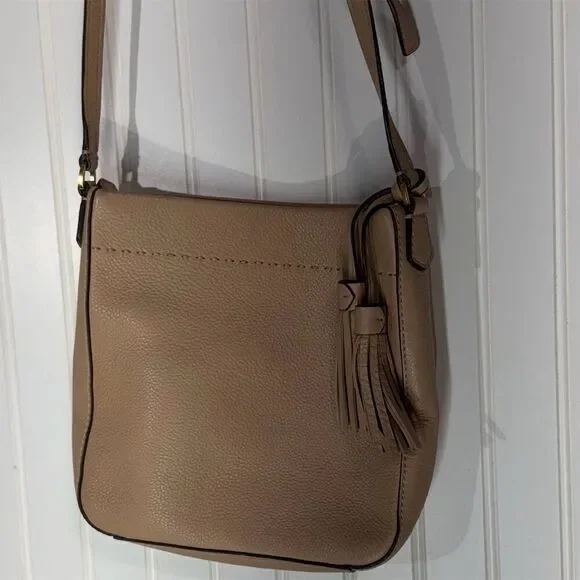 Tory Burch McGraw Crossbody Bag Devon Sand Pebbled Leather w/ Dust Bag Designer - Picture 9 of 12